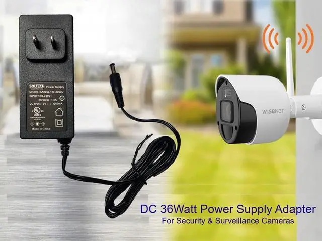 Alt view image 6 of 7 - Samsung Wisenet Compatible CCTV Security Camera Power Adapter for DVR, NVR, AHD | 12V 3A 100-240V AC DC Power Supply Compatible with Lorex, Night Owl