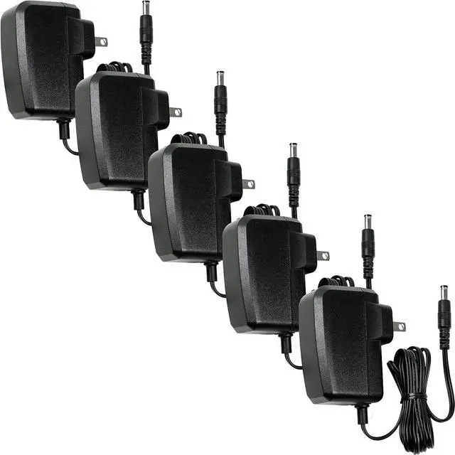 Main image of 12V 1A Power Supply Power Adapters Lighting Low Voltage Transformers 5 Pack UL-Listed Power Cord with 5.5x2.1mm Tips AC 100-240V to DC 12V 1A for LED Strip Light Camera Router etc.