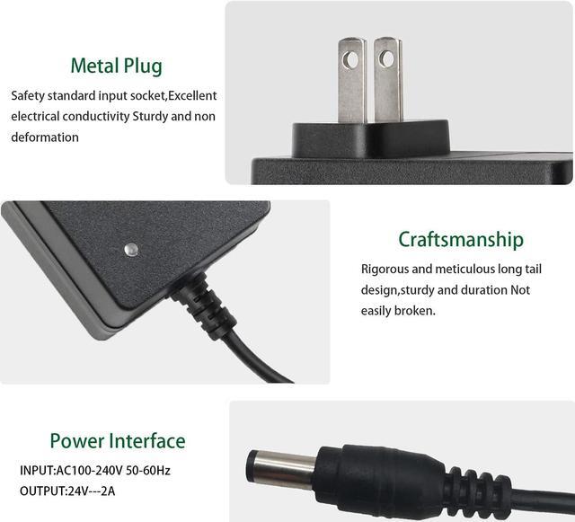 Alt view image 4 of 6 - 2 Pack 24V Power Supply Adapter 24 Volt 2A Power Supply AC to DC Converter Transformer Input AC 100-240V 50-60Hz and Output DC 24V with 5.5x2.5mm Tip for LED Strip 3D Printer CCTV System.