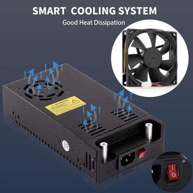 Alt view image 4 of 6 - DC 12V 50A 600W Power Supply Switch 110V/220 AC to 12V DC Converter PSU SMPS Adapter Adjustable Universal Transformer for RV, Radio/Car Stereos, LED Strip, CCTV, Computer Project, 3D Printer