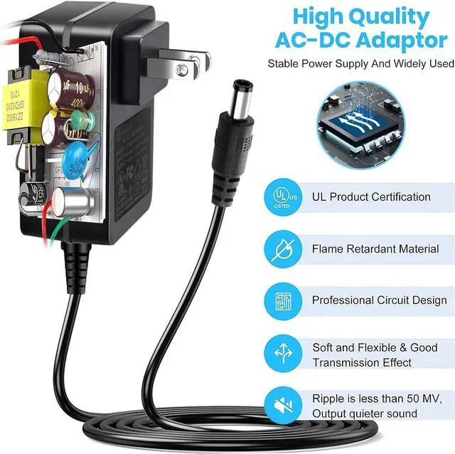 Alt view image 6 of 7 - 5V 3A DC Power Supply, 5 Volts 2A 1.5A 1A AC Power Adapter Charger, fit for 5Vdc Record Player Baby Monitor Bluetooth Speaker Power Cord.