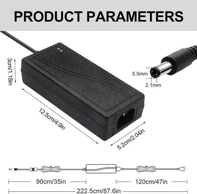Alt view image 2 of 7 - 24V 6A 144W AC Power Supply Adapter 6amp 100-240V AC to DC 24 Volt 6Amp 5.5mm x 2.1mm DC Plug, for DC 24V LED Strip Light, CCTV Cameras