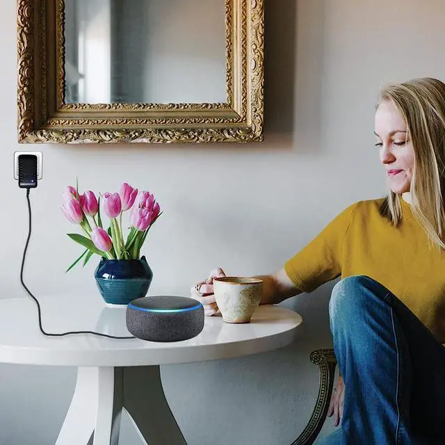 Alt view image 7 of 7 - Power Cord Replacement for Alexa Dot 4th Gen/3rd Gen/5th Gen 2022 Show 5 2nd Generation 2021 Speaker 15W Charger Adapter