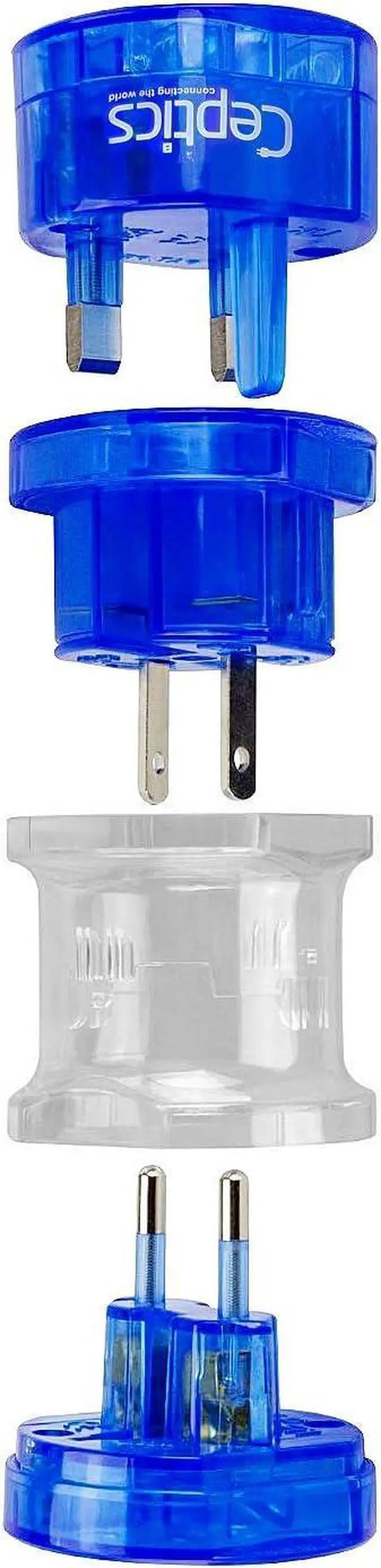 Main image of Ceptics Travel Adapter Plug Compact Worldwide International Kit - Works in Europe, Asia, China, England, Italy, New Zealand, Australia and More