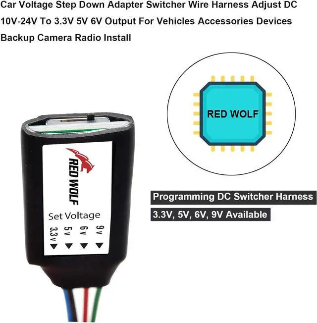 Alt view image 2 of 6 - RED WOLF Adjust DC 12V to 3.3V 5V 6V 9V DC Step Down Converter Power Supply Voltage Adapter Reducer Regulator Fit for Vehicles Accessories Devices Backup Camera Radio