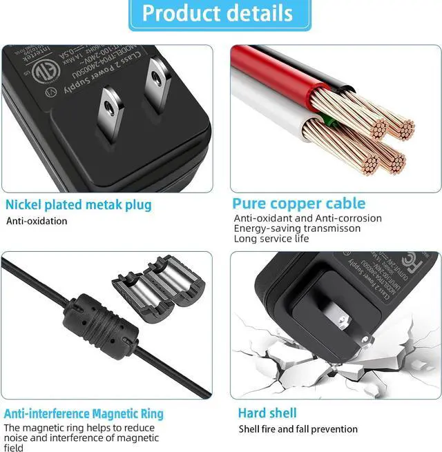 Alt view image 5 of 7 - 12V 2A DC Power Supply AC Adapter Cord with Switch 100-240Vac to DC 12 Volt 2 Amps 24W Transformer for DC12V Yamaha Keyboard 12Vdc Record Player LED Strip Lights Router Soundbar.