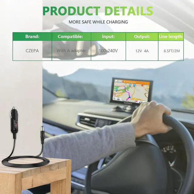 Alt view image 6 of 7 - Czepa 12v Car dc Charger Power Cord with 8 Connectors for Cigarette Lighter Portable DVD Player, Car DVR, GPS, Bluetooth Speakers, Breast Pump, Car Refrigerator, Air Compressor, Heating Cup