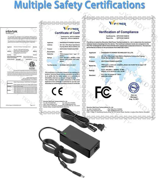 Alt view image 4 of 7 - TKDY 12V DC Power Supply Adapter, 110-240V AC to DC 12Volt 3.5A 3A 2.5A 1A AC Power Adapter, for LCD Monitor, Wireless Router, Security Camera, LED Strip, with 5 DC Connectors.