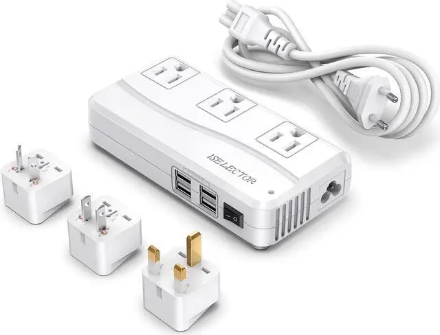 Main image of Universal Travel Adapter, Power Step Down 220V to 110V Voltage Converter with 6A 4-Port USB Charging 3 AC Sockets International Plug Adapter for UK/AU/US/EU/Japan More Than 150 Countries