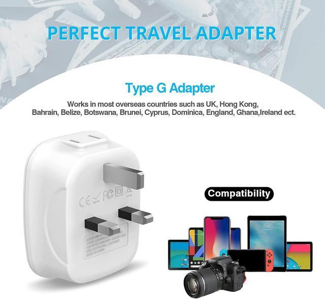 Alt view image 3 of 7 - 3 Pack US to UK Ireland Travel Plug Adapter, Anstronic International Power Adaptor with 2 USB, 4 in 1 Type G Power Outlet Adaptor for USA to England Kenya Dubai Irish Scotland