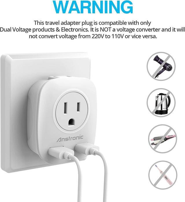 Alt view image 4 of 7 - 3 Pack US to UK Ireland Travel Plug Adapter, Anstronic International Power Adaptor with 2 USB, 4 in 1 Type G Power Outlet Adaptor for USA to England Kenya Dubai Irish Scotland