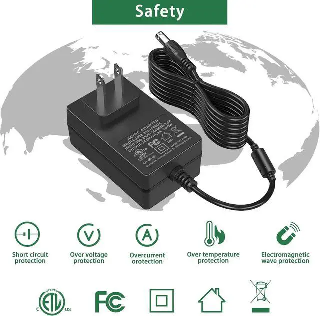 Alt view image 3 of 7 - 24V 1.5A Power Adapter 100V-240V to 24V 1.5A AC/DC Switching Power Supply Adapter 24v Power Supply with 5 Selectable Adapter Plugs
