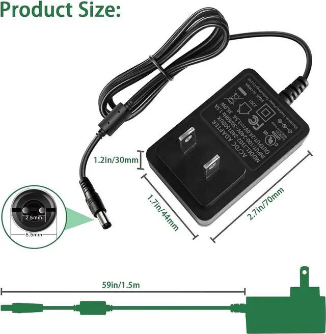 Alt view image 5 of 7 - 24V 1.5A Power Adapter 100V-240V to 24V 1.5A AC/DC Switching Power Supply Adapter 24v Power Supply with 5 Selectable Adapter Plugs