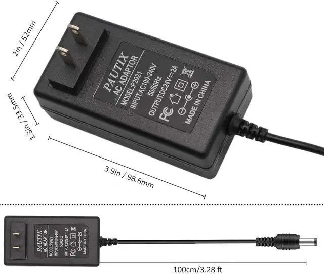 Alt view image 2 of 5 - 24V DC Power Supply Adapter 24Volt 2A 48W AC to DC Converter Transformer 100-240V AC Input with 5.5 x 2.1mm US Plug for LED Strip CCTV Camera