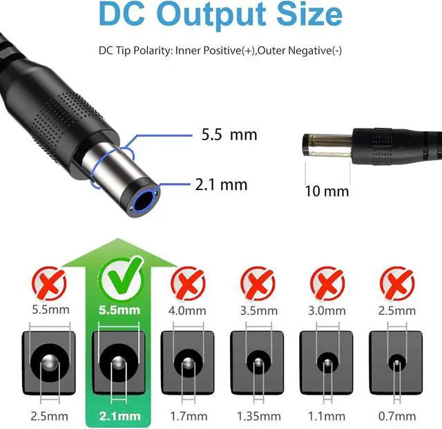 Alt view image 4 of 5 - 24V DC Power Supply Adapter 24Volt 2A 48W AC to DC Converter Transformer 100-240V AC Input with 5.5 x 2.1mm US Plug for LED Strip CCTV Camera