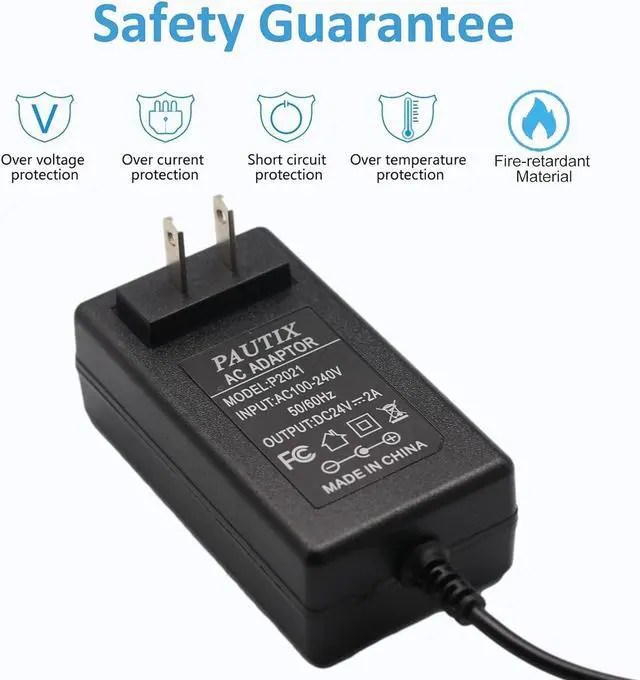 Alt view image 3 of 5 - 24V DC Power Supply Adapter 24Volt 2A 48W AC to DC Converter Transformer 100-240V AC Input with 5.5 x 2.1mm US Plug for LED Strip CCTV Camera