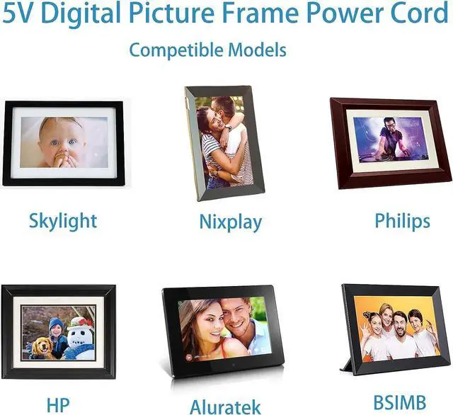 Alt view image 3 of 7 - Power Cord for Skylight, HP, Aluratek, BSIMB Smart Digital Picture Frame 5V AC Adapter Charger (Not for 9V or 12V)