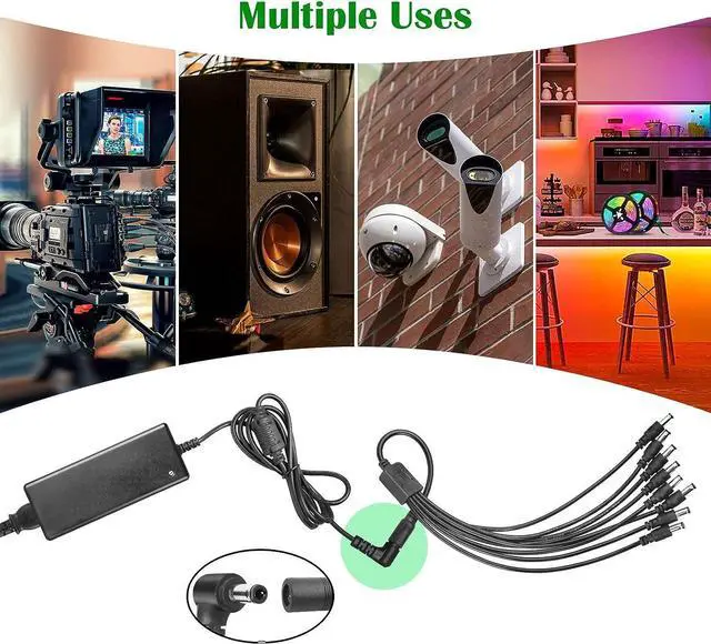 Alt view image 5 of 7 - 12V 10A Power Supply - LeTaoXing AC 100-240V to DC 12V 120W Switching Power Adapter 12 Volt Transformers 12V/10A Universal with 5.5x2.1mm dc 1 Female to 8 Male Power Splitter Cable