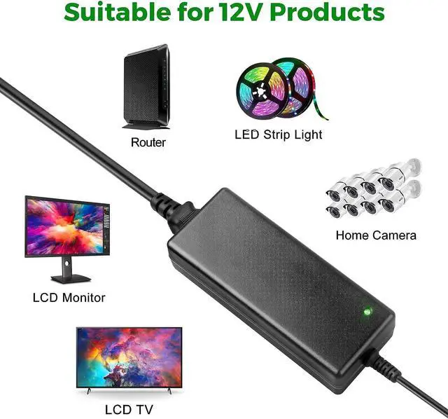 Alt view image 7 of 7 - 12V 10A Power Supply - LeTaoXing AC 100-240V to DC 12V 120W Switching Power Adapter 12 Volt Transformers 12V/10A Universal with 5.5x2.1mm dc 1 Female to 8 Male Power Splitter Cable