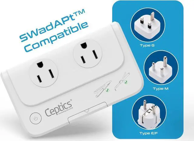 Alt view image 3 of 7 - Ceptics South Africa Voltage Converter - 200W Convert 220V to 110V for Devices Like Curling Iron, Straightener, Chargers, Step Down World Power Plug 4 USB Charging Fast QC 3.0 Type M, G, E/F