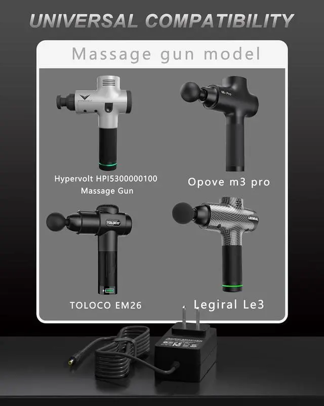 Alt view image 4 of 6 - VHBW Massage Gun Charger Replacement for DC 24V or 25.2V Brushless Motor Massage Gun Charging Cord for Hypervolt Taotronics Opove Toloco Legiral Bobbito Phoenix CHIROGUN Cholas Aldom Battery Charger