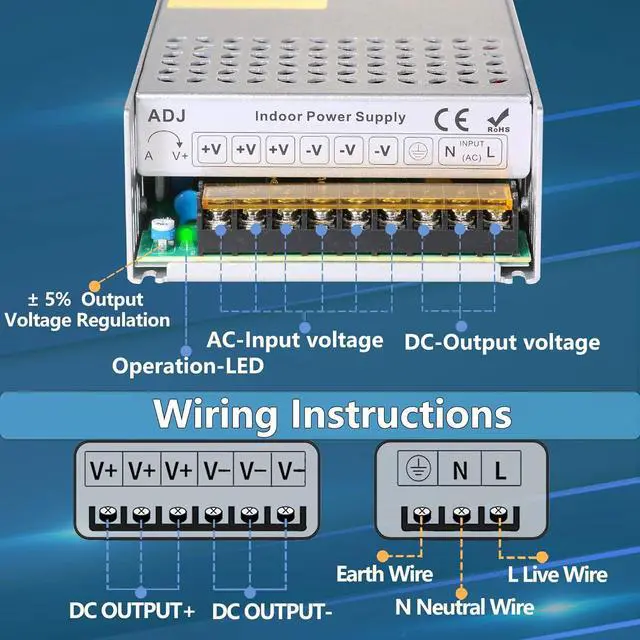 Alt view image 5 of 7 - DC 24V 600W Power Supply Adapter - 110V AC to 24V DC Converter for Winch, Car Jack, LCD Monitor, CCTV, Security Camera, Car Stereo and More