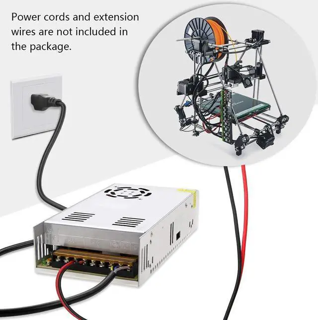 Alt view image 7 of 7 - SHNITPWR 24V DC Power Supply 15A 360W AC/DC Adapter, 24 Volt 15 Amp Switching Power Converter Transformer LED Driver 110V / 220V AC in for LED Light Strip 3D Printer CCTV Security System LCD Monitor