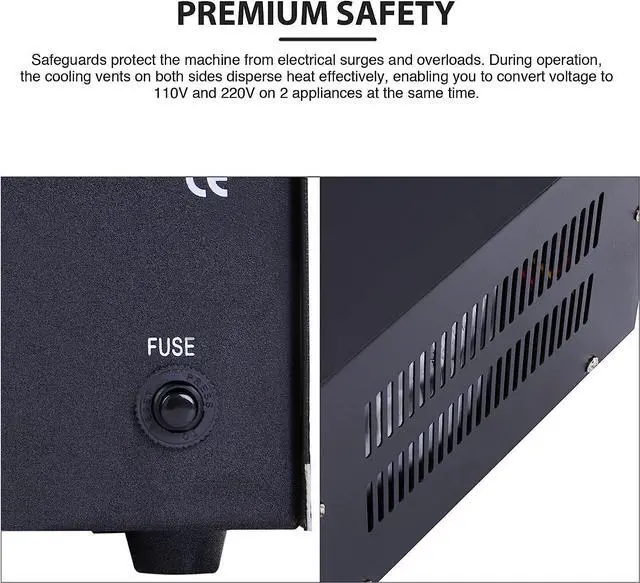 Alt view image 5 of 7 - CO-Z Step Up & Down Transformer 3000W, PC & Appliances Uninterruptible Power Supply Outlet Accessory, 110V to 220V/220V to 110V Voltage Converter w 5V USB Outlets Ports, US, & Universal Sockets
