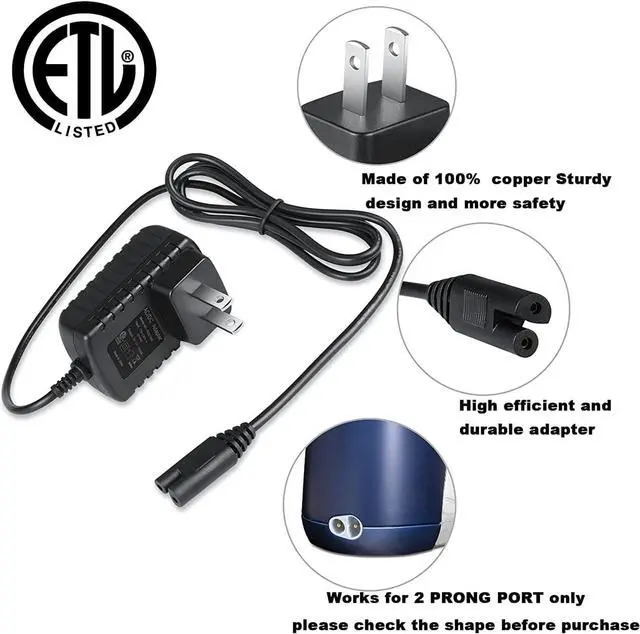 Alt view image 7 of 7 - Power Cord Power Adapter YLA-03010 for Waterpik WP360 WP360W WP462 WP462W WP450 WP450W (WP462 Charger 110V-240V)