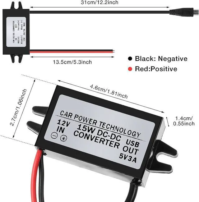 Alt view image 3 of 7 - Weewooday 2 Pieces 12V to 5V Converter DC-DC Buck Module Micro USB Power Adapter Car Power Converter Regulator