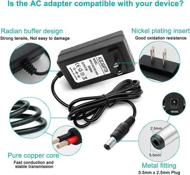 Alt view image 3 of 7 - 12 Volt Power Supply 5 Amp AC Adapter 100~240V 50-60hz 12V 5A Power Cord 12V Transformer AC to DC Converter 6.2FT with 14 Tips for LED Light CCTV Security Camera Speaker Monitor Screen Router