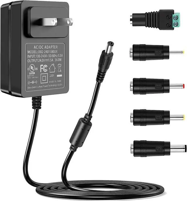 Main image of Gonine 24V 1.5A 1A Power Supply Cord UL Certificate, 24Vdc AC to DC Power Adapter, Compatible for 24 Volts 1500ma 1000ma 500ma LED Floor Lamp LED Strips Light, Essential Oil Diffuser, Massage Gun.