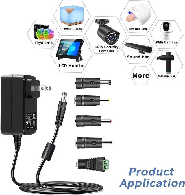 Alt view image 2 of 7 - Gonine 24V 1.5A 1A Power Supply Cord UL Certificate, 24Vdc AC to DC Power Adapter, Compatible for 24 Volts 1500ma 1000ma 500ma LED Floor Lamp LED Strips Light, Essential Oil Diffuser, Massage Gun.