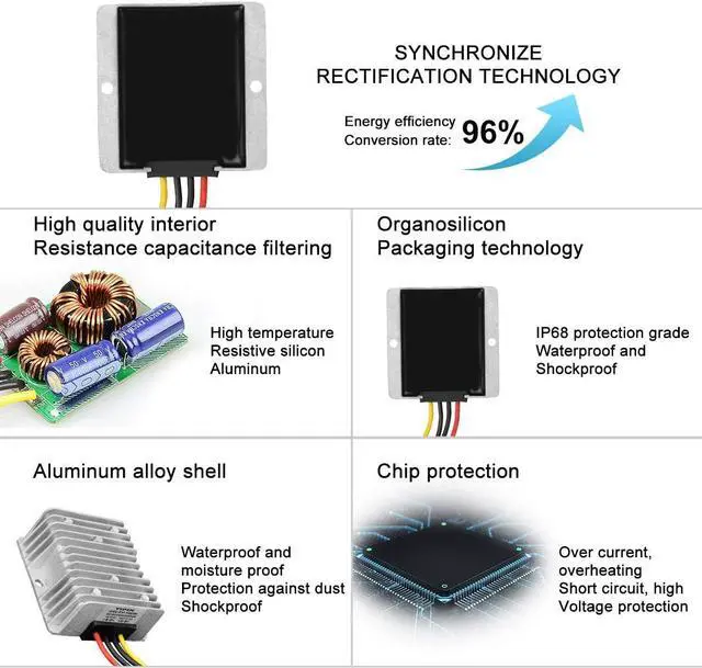 Alt view image 6 of 7 - DC Voltage Regulator Buck Converter DC 12V 24V Step-Down to 5V 20A 100W Reducer stabilized Power Supply Converter Waterproof Module Transformer