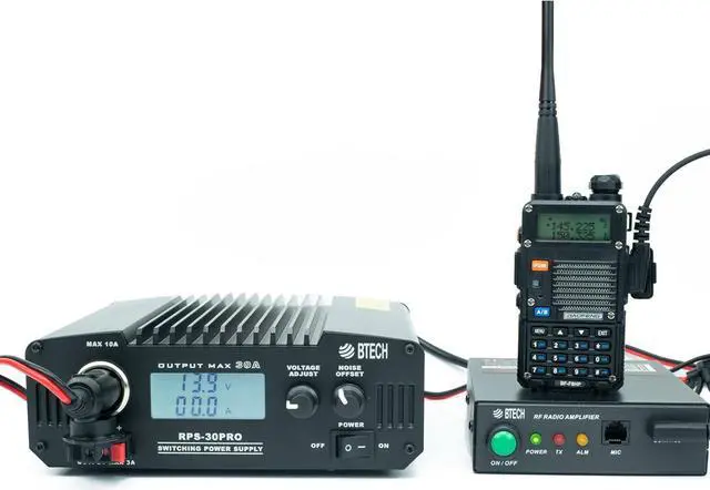Alt view image 7 of 7 - BTECH RPS-30PRO 30 Amp Regulated Universal Compact Bench Power Supply, AC-to-DC Power Convertor, 13.8V (9~15VDC Adjustable) with Noise Offset Adjustment, includes multiple power connections