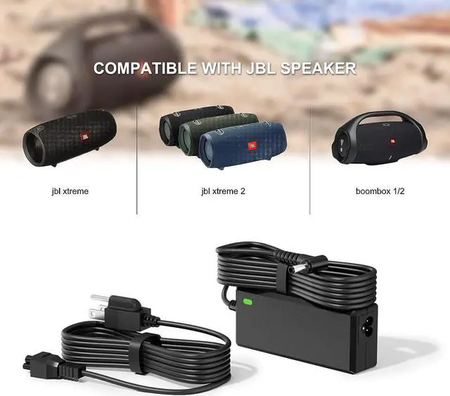 Alt view image 2 of 7 - Replacment for JBL Xtreme 2 Charger Compatible with JBL Boombox, Xtreme, Extreme Portable Wireless Bluetooth Waterproof Speaker 8.8FT 19V Replacment for JBL Speaker Power Cord