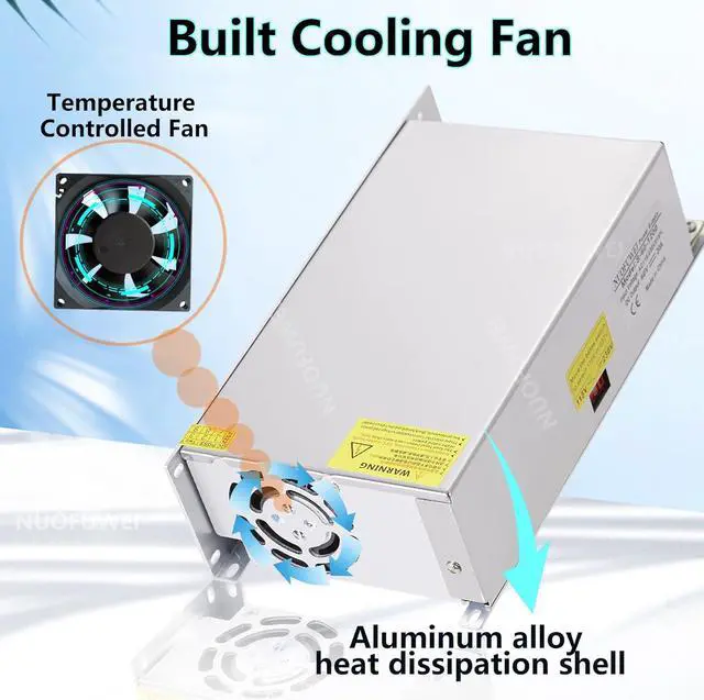Alt view image 2 of 6 - DC 12V 100A 1200W Switching Power Supply Adapter PSU AC-DC 12Volt Industrial Transformer Converter SMPS 110V/220V for Motor Pump LED Drive CCTV Security Camera Car Stereo and More 12V Device