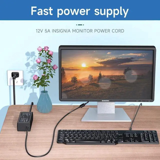 Alt view image 4 of 7 - Power Cord Compatible with Insignia 19" 20" 24" 28" 32" LED TV, Adapter for NS-32D312NA15, NS-32DF310NA19, NS-32D420NA16, NS-32D220NA16, NS-3D311NA15, NS-24E200NA14, NS-24D510NA17