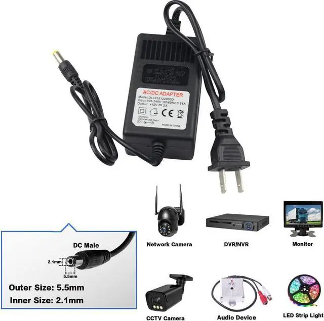 Alt view image 5 of 6 - Ac 100V-240V to Dc 12v 2000ma 2a CCTV Power Supply Adapter for Home Security Camera Surveillance System