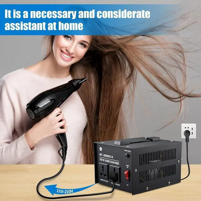 Alt view image 4 of 7 - 1000 Watt Voltage Transformer- Step Up and Down- Circuit Breaker Protection Universal Dual Output Step Up & Step Down Power Transformer 110V to 220V/220V to 110V