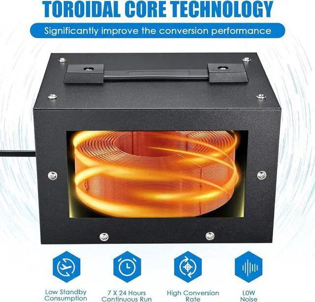 Alt view image 7 of 7 - 1000 Watt Voltage Transformer- Step Up and Down- Circuit Breaker Protection Universal Dual Output Step Up & Step Down Power Transformer 110V to 220V/220V to 110V