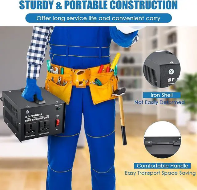 Alt view image 6 of 7 - 1000 Watt Voltage Transformer- Step Up and Down- Circuit Breaker Protection Universal Dual Output Step Up & Step Down Power Transformer 110V to 220V/220V to 110V