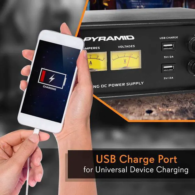 Alt view image 3 of 7 - Pyramid Universal Compact Bench Power Supply - 50 Amp Variable Linear Regulated AC to DC Power Converter/Power Supply Adjustable DC Voltage Supply with Amperage Gauge, Volt Meter, USB Port - PSV500