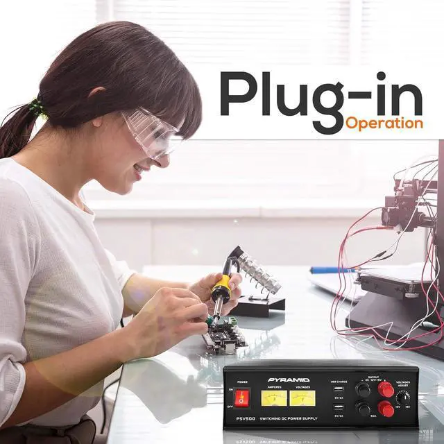 Alt view image 4 of 7 - Pyramid Universal Compact Bench Power Supply - 50 Amp Variable Linear Regulated AC to DC Power Converter/Power Supply Adjustable DC Voltage Supply with Amperage Gauge, Volt Meter, USB Port - PSV500