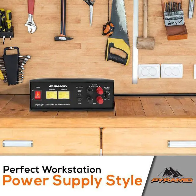 Alt view image 6 of 7 - Pyramid Universal Compact Bench Power Supply - 50 Amp Variable Linear Regulated AC to DC Power Converter/Power Supply Adjustable DC Voltage Supply with Amperage Gauge, Volt Meter, USB Port - PSV500