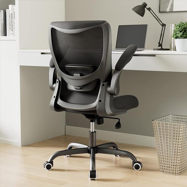 MUXX.STIL Office Chair, Ergonomic Desk Chair with Adjustable Lumbar Support,  Computer Chair with Flip-up Armrest, Swivel Task Chair with Breathable Mesh  for Home Office, Black, Welcome to consult 