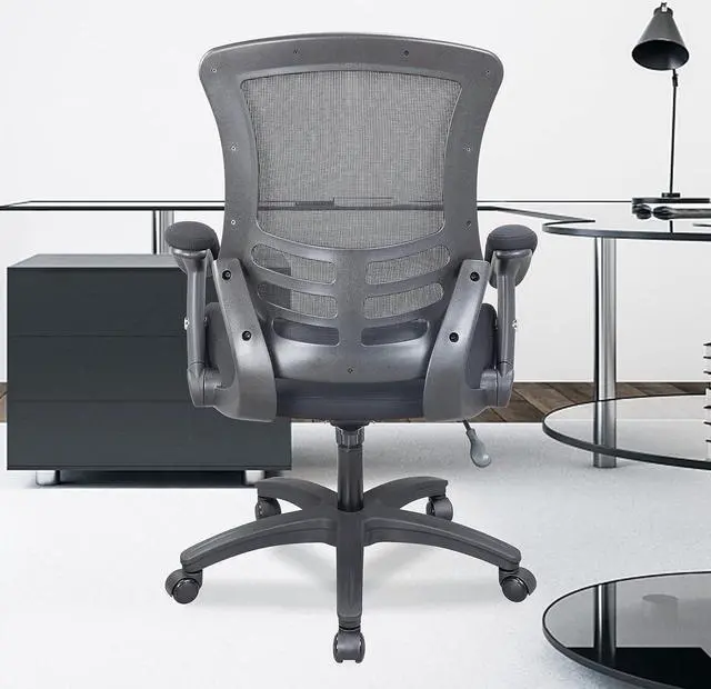 Alt view image 2 of 7 - BOLISS 300lbs Office Ergonomic Computer Mesh Desk Chair, Height Adjustable and Flipped Arms-Black, Welcome to consult