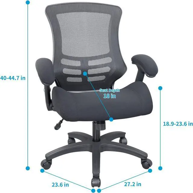 Alt view image 3 of 7 - BOLISS 300lbs Office Ergonomic Computer Mesh Desk Chair, Height Adjustable and Flipped Arms-Black, Welcome to consult