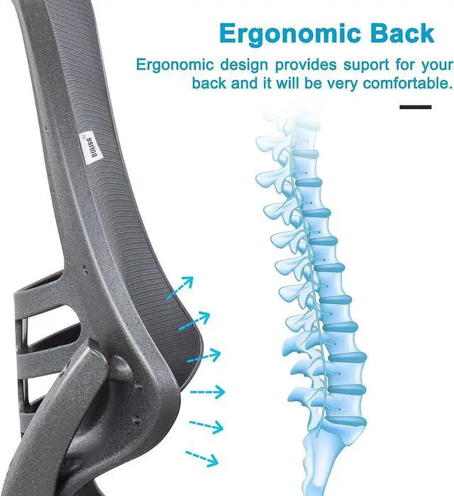 Alt view image 6 of 7 - BOLISS 300lbs Office Ergonomic Computer Mesh Desk Chair, Height Adjustable and Flipped Arms-Black, Welcome to consult