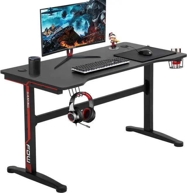 Main image of Gaming Desk Computer Desk Home Office Desk Extra Large Modern Ergonomic PC Carbon Fiber Writing Desk Table with Cup Holder Headphone Hook